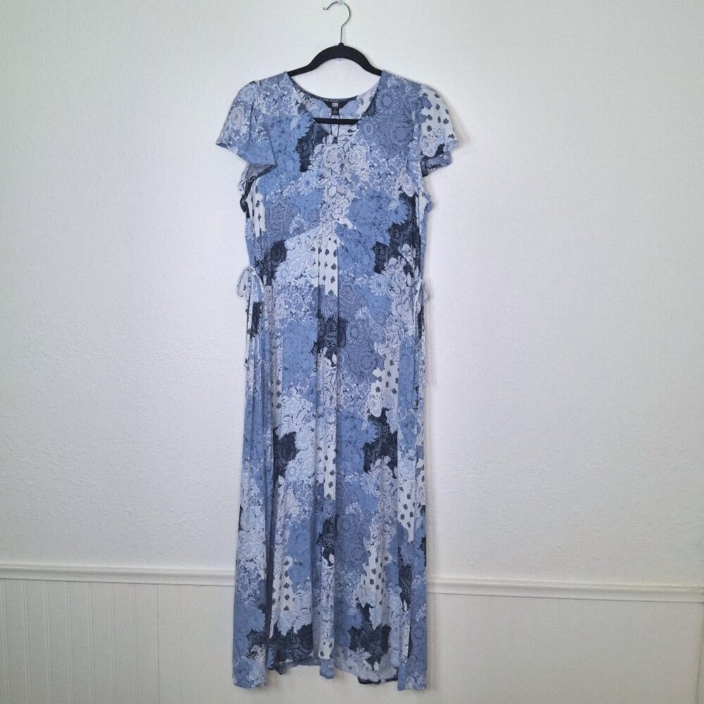 Frye Floral Maxi Dress Sz S Patchwork Print Pockets Cottagecore Boho Coastal